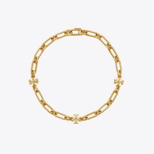 Tory Burch Roxanne Chain Short Necklace - Rolled Gold with Dust Bag